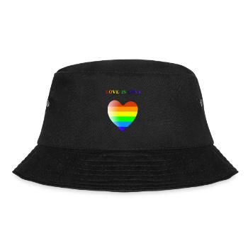 Regenbogen Herz Geschenkidee LGBT Love is love - Bucket Hat - Schwarz - Vorne - Lela (165cm)