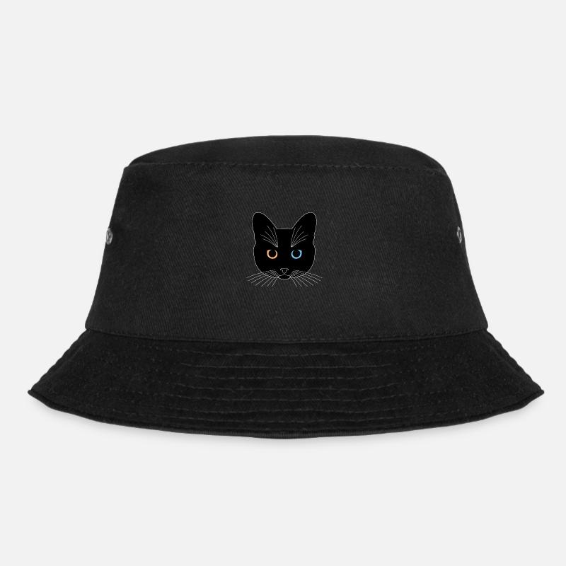 Chat tête noir yeux orange bleu - Bob - noir
