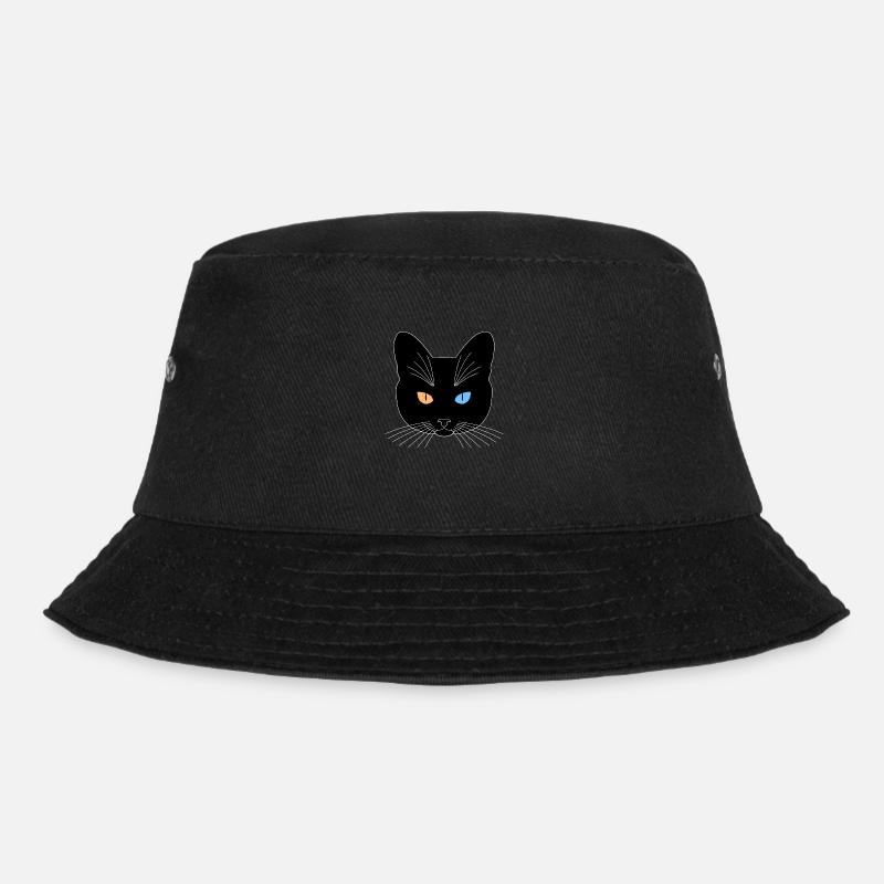 Chat tête noir yeux orange bleu - Bob - noir