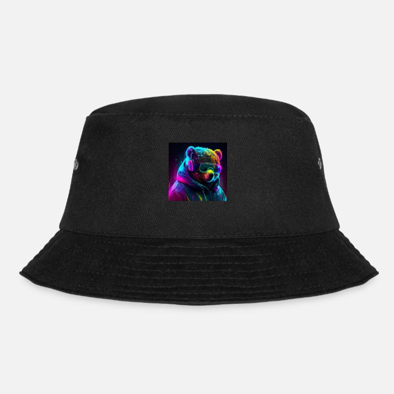 Cool Gaming Bear - Bucket Hat - black