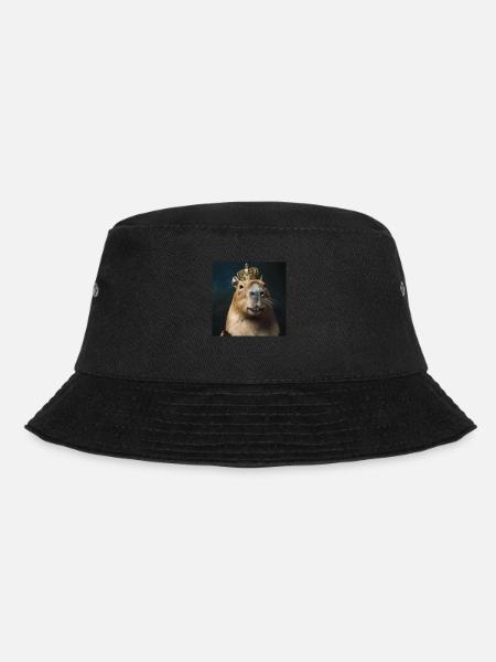 Capybara mit Krone - Bucket Hat - Schwarz