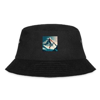 Illustration mountain skier, ski slope - Bucket Hat - black - Front - Lela (165cm)
