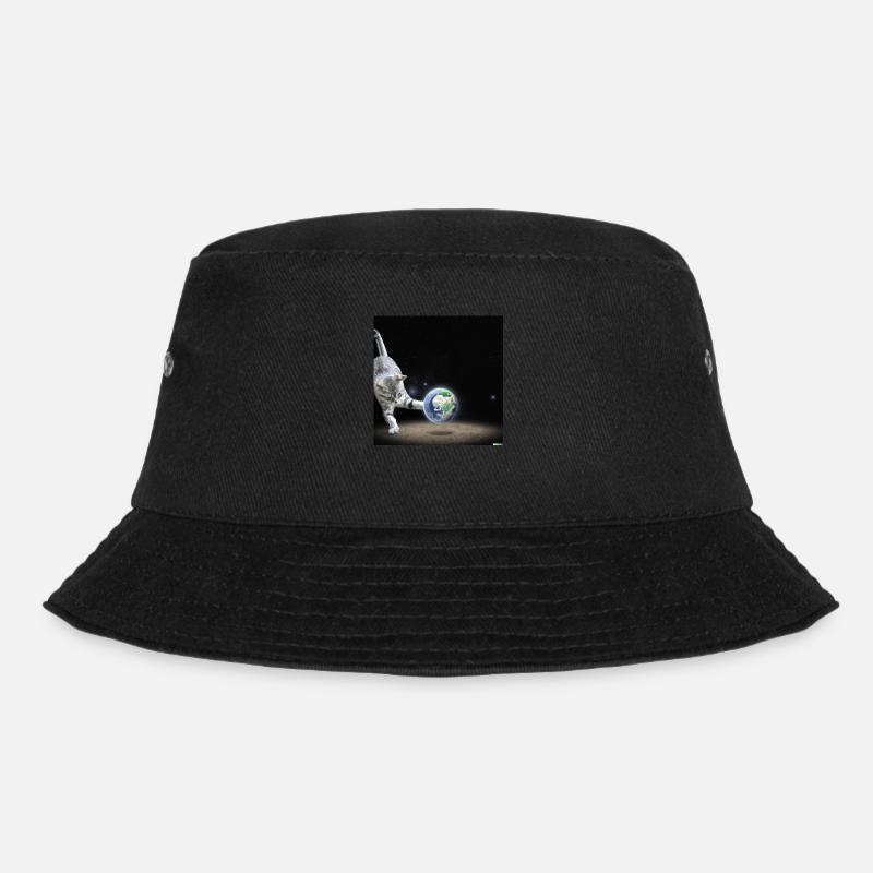 cat playing with earth in space - Bucket Hat - Schwarz
