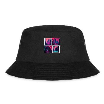 strange new world city im cyber punk stiyl in neon - Bucket Hat - Schwarz - Vorne - Lela (165cm)