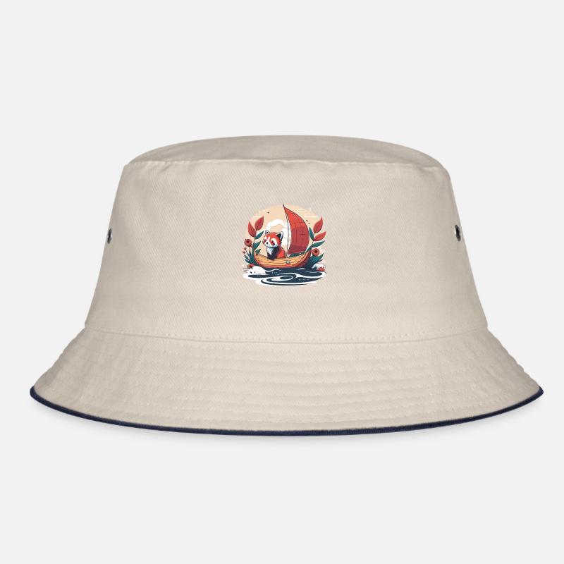 roter Panda auf einem Boot Bucket Hat
