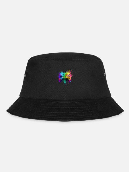 Neon Gaming Controller / Kontroller - Bucket Hat - Schwarz
