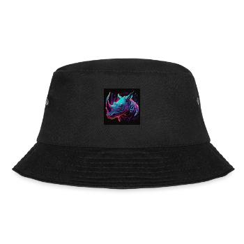 Rhinoceros with neon colors, synthwave / 80s - Bucket Hat - black - Front - Lela (165cm)