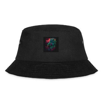 Peacock with neon colors, synthwave / 80s - Bucket Hat - black - Front - Lela (165cm)