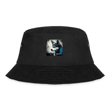 Husky mit blauen Augen - Bucket Hat - Schwarz - Vorne - Lela (165cm)