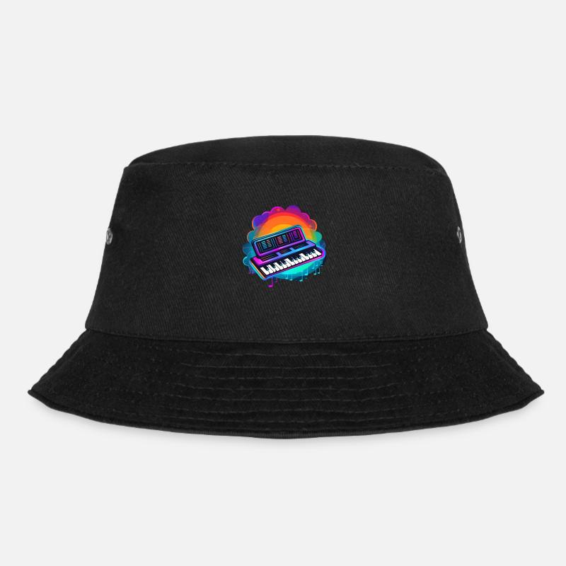 Keyboarder Synthwave 80s Geschenk - Bucket Hat - Schwarz
