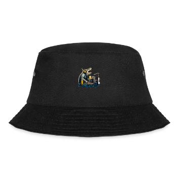 Predator DJ, shark behind the turntables with beer - Bucket Hat - black - Front - Lela (165cm)