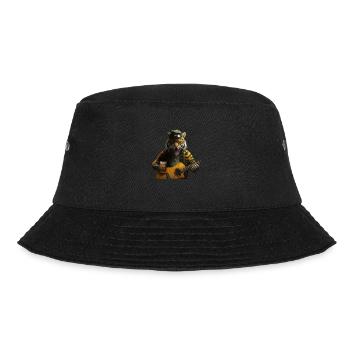 Rocker Tiger mit Gitarre und Bier - Bucket Hat - Schwarz - Vorne - Lela (165cm)
