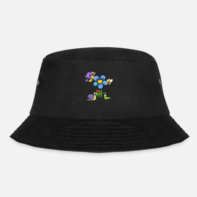 Cute Cartoon Insects - Bucket Hat - black