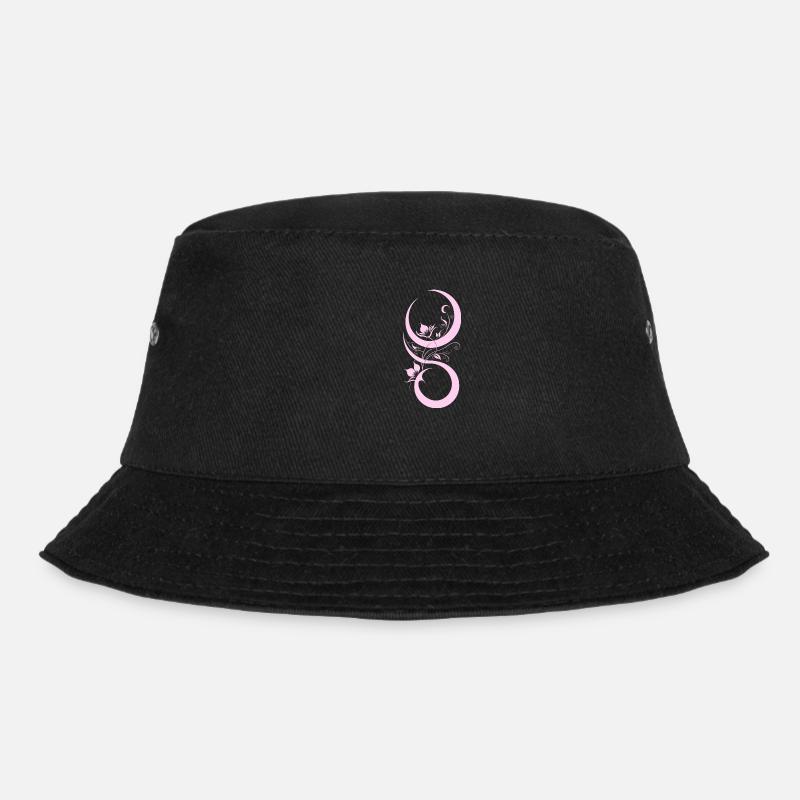 Rosa Blumen- und Schleifenmuster - Bucket Hat - Schwarz