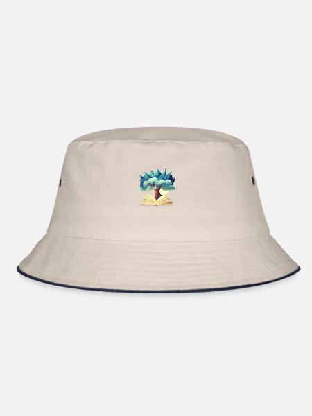 Reader Book Lovers Book Books Reading Gift - Bucket Hat - ecru/navy - Front
