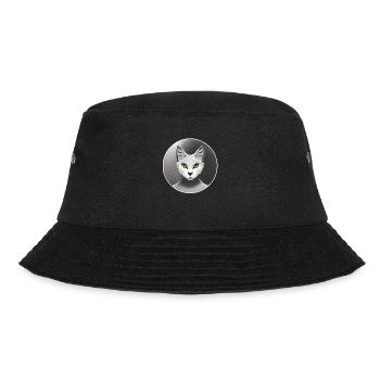 Katze als Grafik Low Poly Art Kreis Schwarz-Weiß - Bucket Hat - Schwarz - Vorne - Lela (165cm)