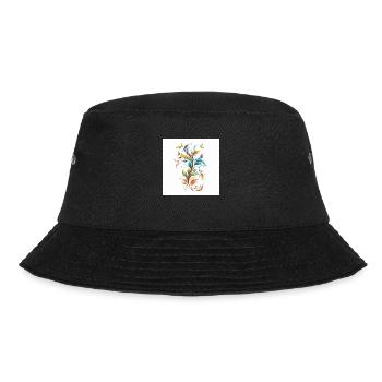 Elegante Blumenillustration mit edlen Verzierungen - Bucket Hat - Schwarz - Vorne - Lela (165cm)
