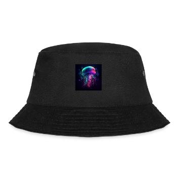 Neonfarbene Qualle schwimmt im Meer - Bucket Hat - Schwarz - Vorne - Lela (165cm)