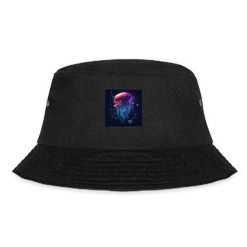 Neonfarbene Qualle schwimmt im Meer - Bucket Hat - Schwarz - Vorne - Lela (165cm)