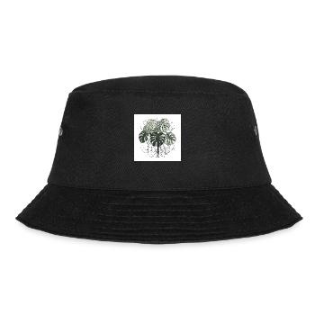 Hand-drawn Monstera plant - Bucket Hat - black - Front - Lela (165cm)