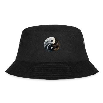 Ying Yang Motiv - Bucket Hat - Schwarz - Vorne - Lela (165cm)