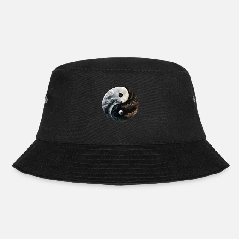 Ying Yang Motiv - Bucket Hat - Schwarz
