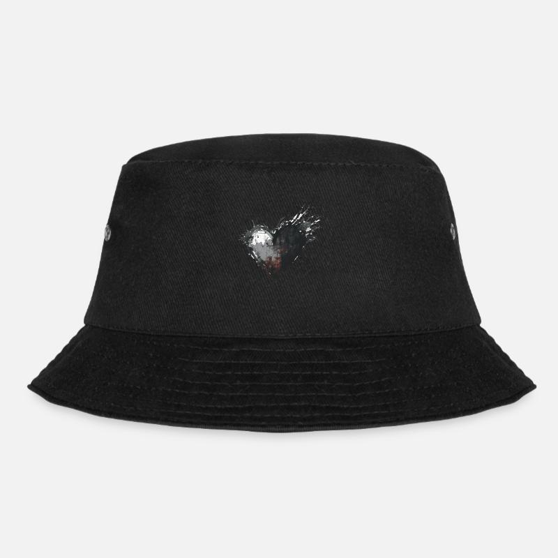 Heart Black - Bucket Hat - black