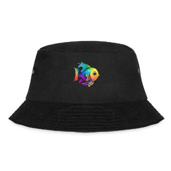 Fisch Regenbogen Zeichnung - Bucket Hat - Schwarz - Vorne - Lela (165cm)