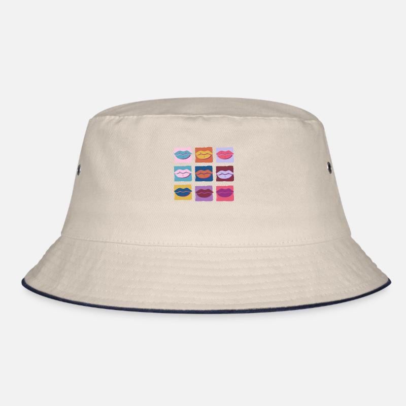 Retro mehrfarbige Lippe Bucket Hat
