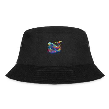 Neon - Whale - Floating in Space - neg - Bucket Hat - Schwarz - Vorne - Lela (165cm)