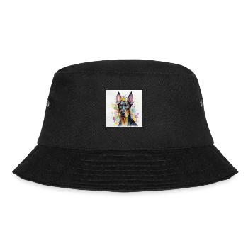 Modern Colorful Dobermann Dog Art by Bodhi - Bucket Hat - black - Front - Lela (165cm)