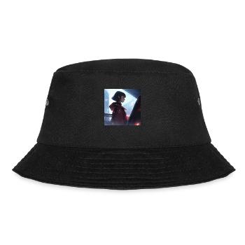 Serene Enigma: Captivating Anime-Style Portrait - Bucket Hat - black - Front - Lela (165cm)
