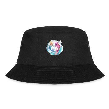 Blauer und rosafarbener Fisch - Bucket Hat - Schwarz - Vorne - Lela (165cm)