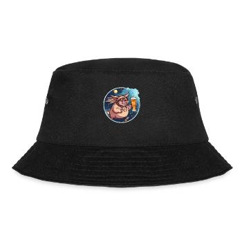 Pig with wings and beer - Bucket Hat - black - Front - Lela (165cm)