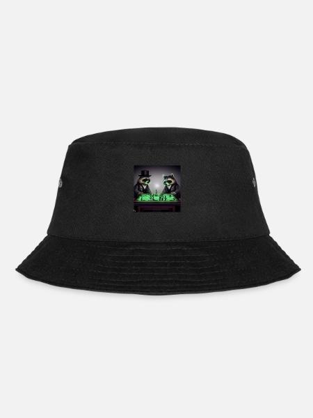 zwei Waschbären die Schach spielen - Bucket Hat - Schwarz