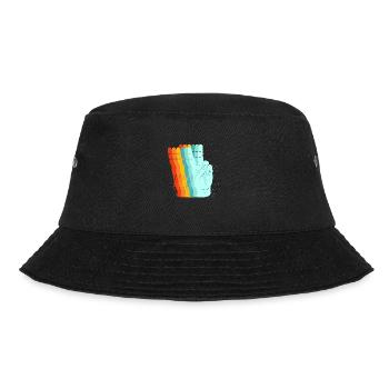 Friedens-Retro-Zeichen - Bucket Hat - Schwarz - Vorne - Lela (165cm)