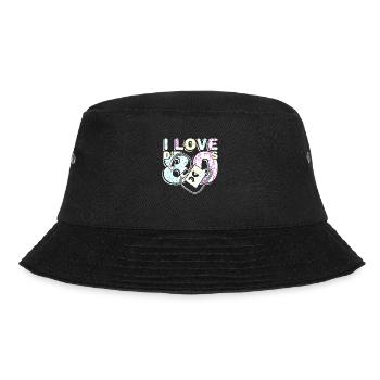 80er Jahre Retro Vintage lustig 70er Jahre Nostalgie Musik Liebe - Bucket Hat - Schwarz - Vorne - Lela (165cm)