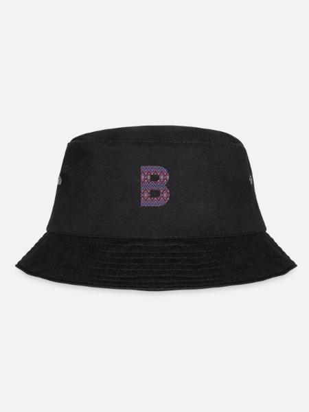 Monogramm Buchstabe B - geometrisches Muster - Bucket Hat - Schwarz