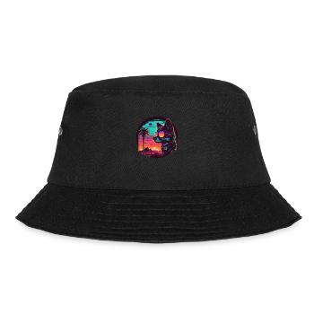Synthwave dog sunset - Bucket Hat - black - Front - Lela (165cm)