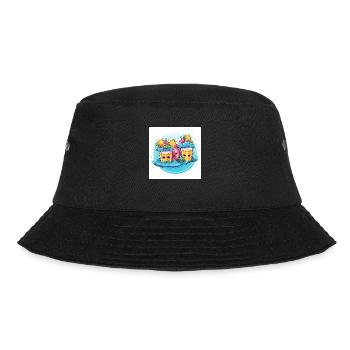 Cheerful Pool Party with Inflatable Fun - Bucket Hat - Schwarz - Vorne - Lela (165cm)