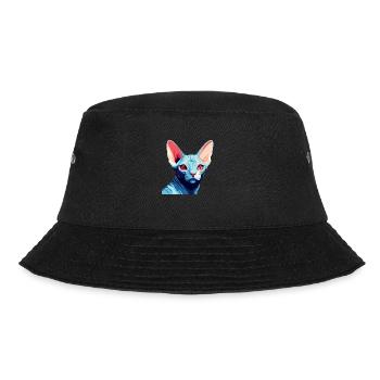 Blaue Katze - Bucket Hat - Schwarz - Vorne - Lela (165cm)