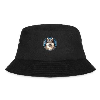 Alaskan Malamute Hunderasse Aquarellglas - Bucket Hat - Schwarz - Vorne - Lela (165cm)