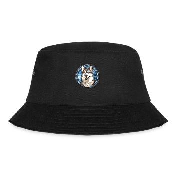 Siberian Huskie Hunderasse Aquarellglas - Bucket Hat - Schwarz - Vorne - Lela (165cm)
