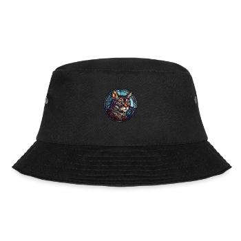 Kalifornisches Aquarellglas mit gespillter Katzenrasse - Bucket Hat - Schwarz - Vorne - Lela (165cm)