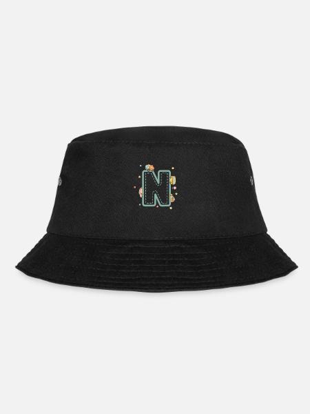 Buchstabe n Fahrzeug - personalisiertes Kindergeschenk - Bucket Hat - Schwarz