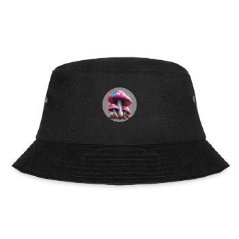 Pilz / Mushroom / Wiese / Wald / Goa / Psy - Bucket Hat - Schwarz - Vorne - Lela (165cm)
