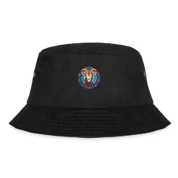 Goat Colorful Watercolor Animal Pet Illustration - Bucket Hat - black - Front - Lela (165cm)