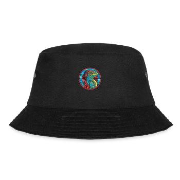 Iguana Colorful Watercolor Animal Pet Illustration - Bucket Hat - black - Front - Lela (165cm)