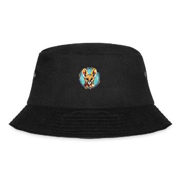 Servalkatze Bunte Aquarell-Tierillustration - Bucket Hat - Schwarz - Vorne - Lela (165cm)