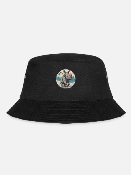 Nashorn am Surfen - Bucket Hat - Schwarz